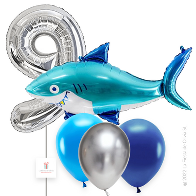 SHARK balloon bouquet inflated with helium