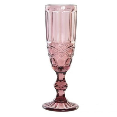 Pink carved glass goblet