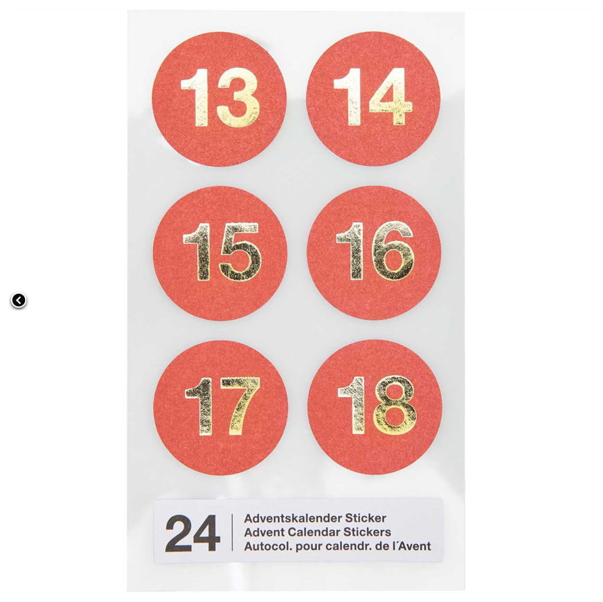 Pegatinas números calendario adviento rojo