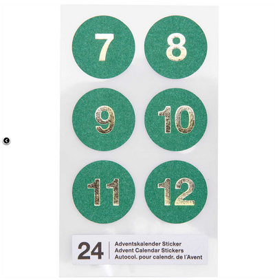 Stickers green advent calendar numbers