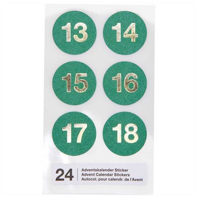 Stickers green advent calendar numbers