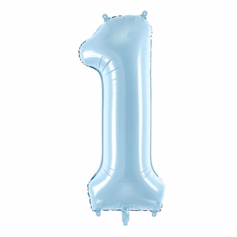 Blue number balloons inflated with helium XL