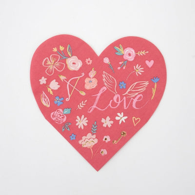 Vintage Valentine's Day heart ECO napkins / 16 pcs.