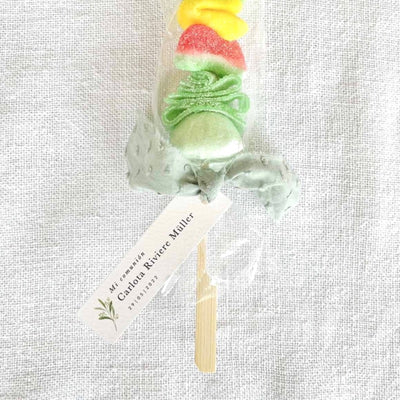 Personalized candy skewer mint fabric / 6 units.