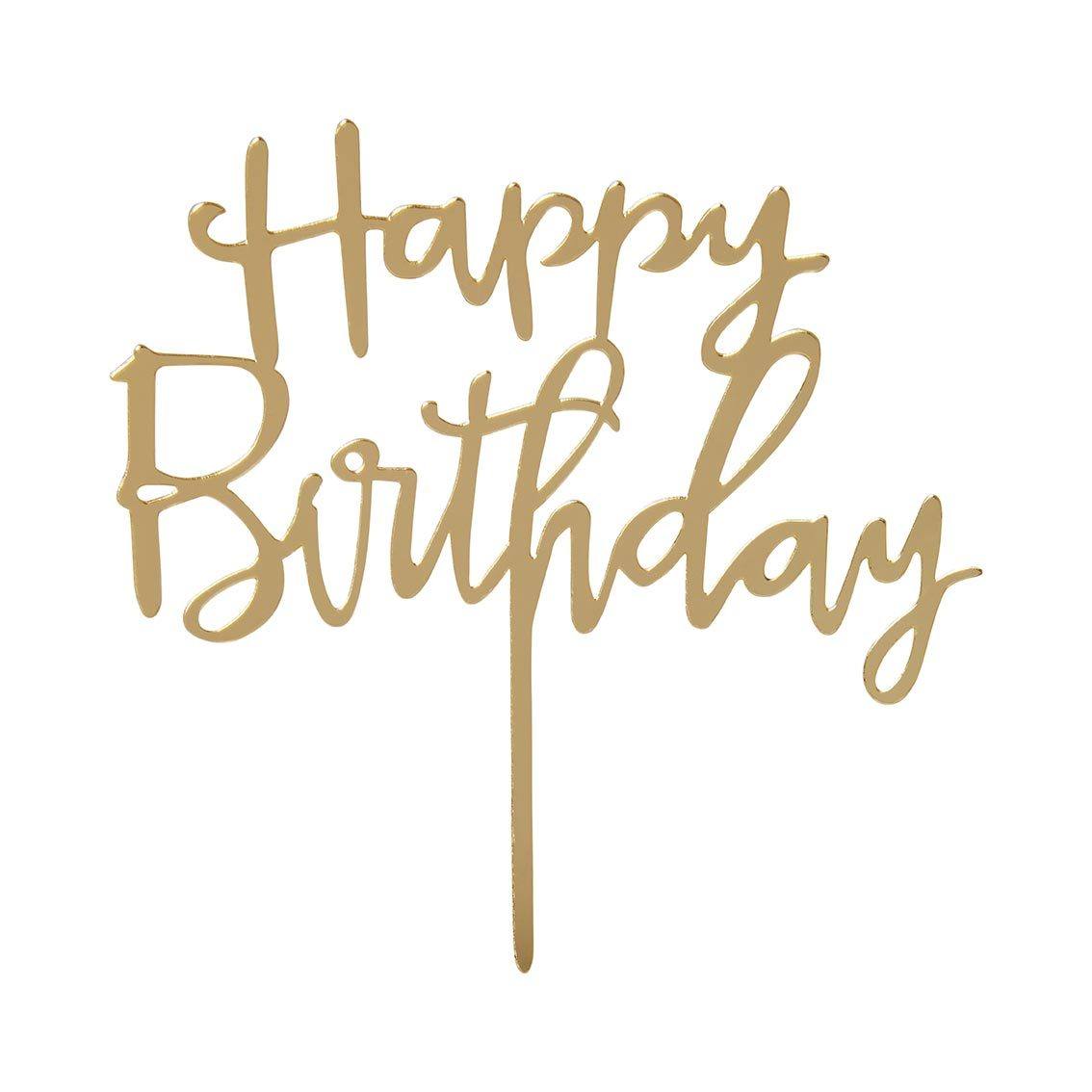 Happy Birthday gold mirror cake topper