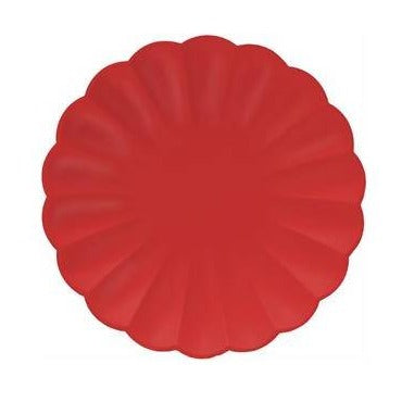 Basic Eco compostable red scalloped plate / 8 pcs.