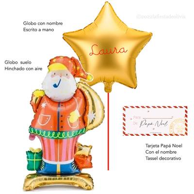Set deco Pai Natal e estrela inflada com hélio <br> (apenas Barcelona e Madrid)