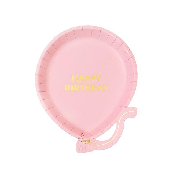 Pink balloon plates / 12 pcs.