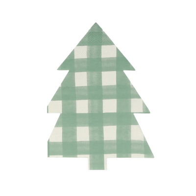 Servilleta árbol Navidad Vichy verde / 16 uds.