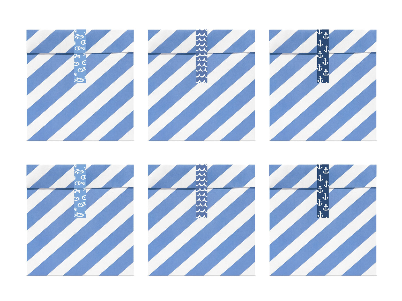 Paper bags blue stripe sticker / 6 units.