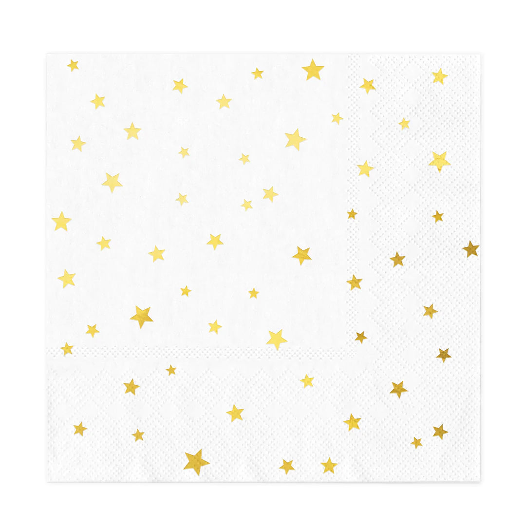 Lunch napkins golden stars basic / 10 units.