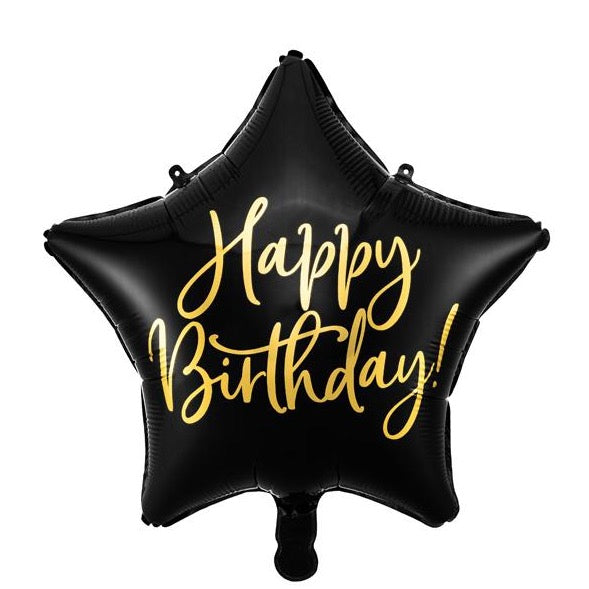 Black star foil balloon Happy Birthday