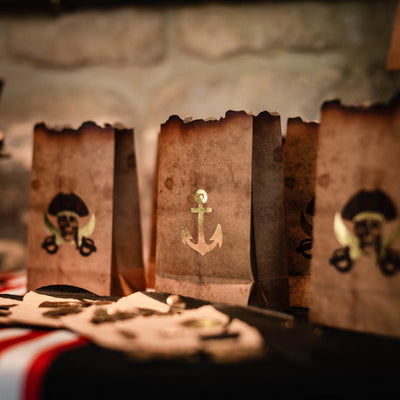 Vintage pirate Kraft bags / 4 pcs.