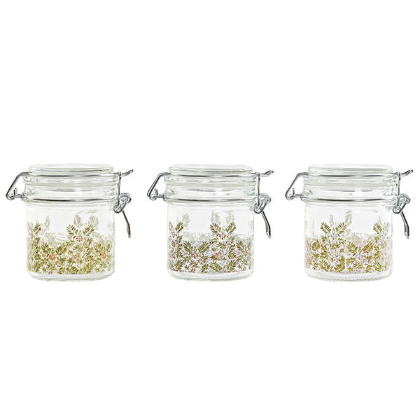 Small glass jar S with wild flowers hermetic closure
