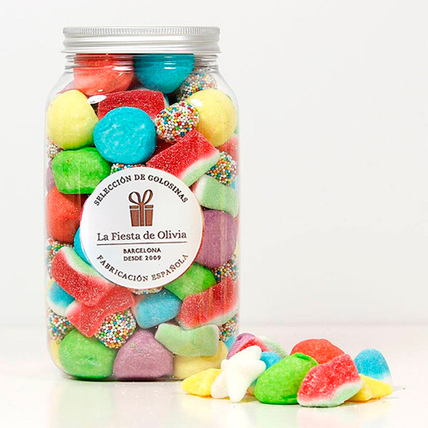 Multicolored candy mix jar