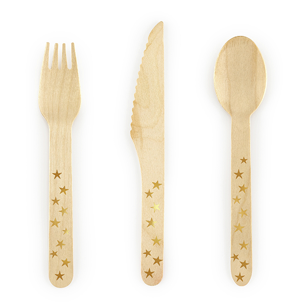 Eco wooden star cutlery set 6 pax / 18 pieces