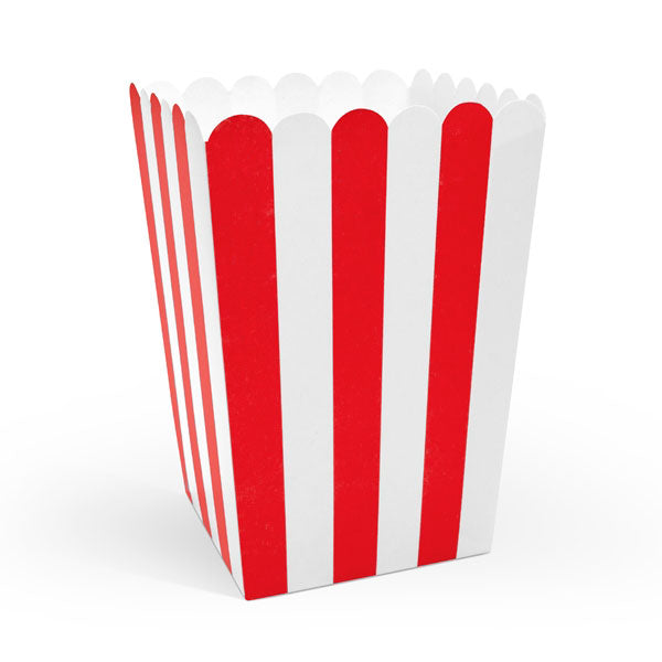 Red striped popcorn boxes / 6 pcs.