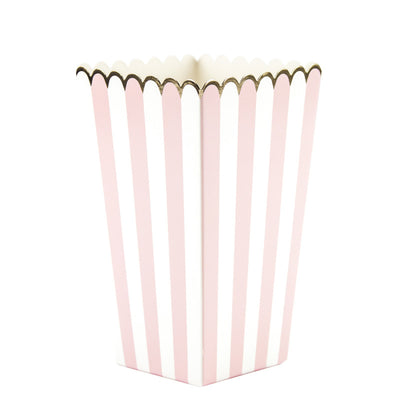 Pink striped popcorn box / 8 units.