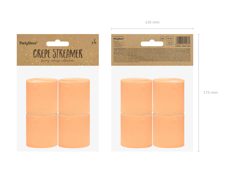 Pack of peach Crepe paper ribbons / 40 mts.