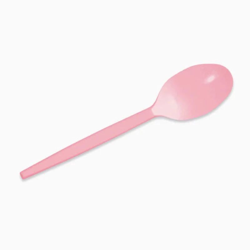 Colher de chá básica rosa bebê / 15 unid.