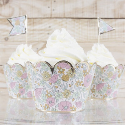 Bases de cupcake Liberty detalhe em ouro rosa/ 6 ud