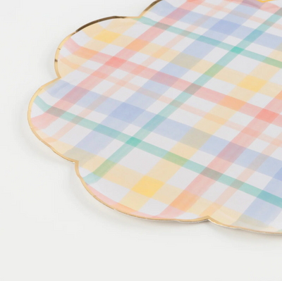 Pastel colored tartan background plates / 8 pcs.