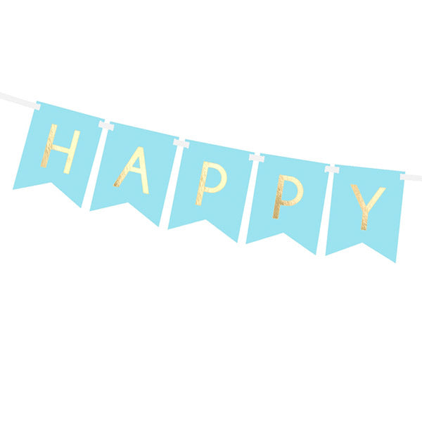 Basic blue Happy Birthday garland