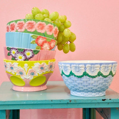 Bowl cerámica azul con flores
