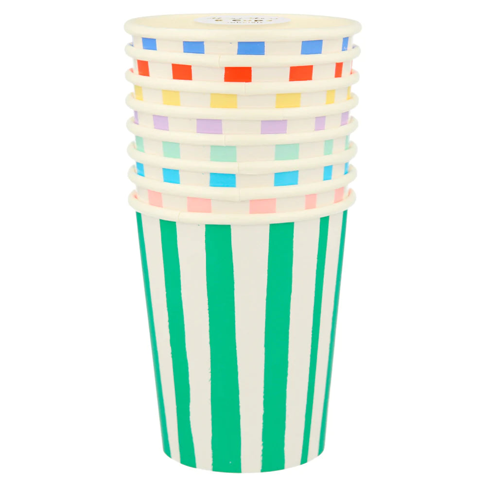 Strip mix multicolor cups / 8 pcs.