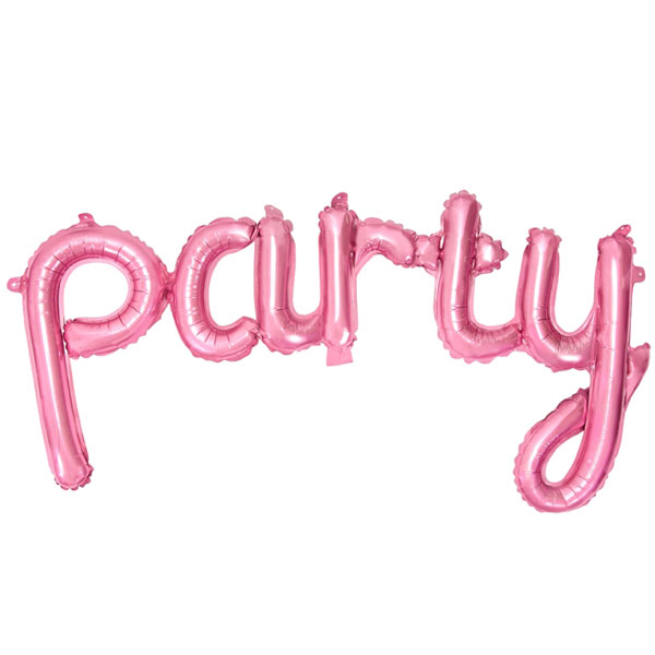 Globo Party caligrafía rosa