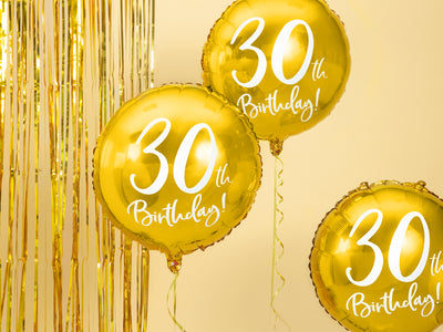 Balão foil 30th Birthday dourado