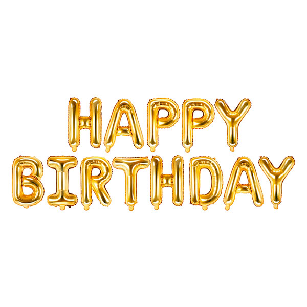 Globos Happy Birthday dorado