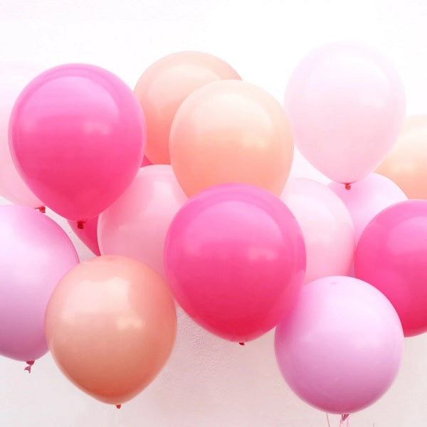 Pink mix balloons and ribbon kit / 12 pcs.