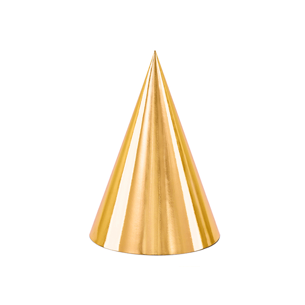 Chapéu de festa com brilho dourado / 6 pcs.