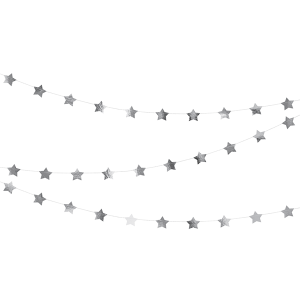Guirnalda estrellas foil  plata