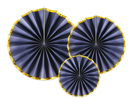 Navy blue cardboard fan kit with gold edge