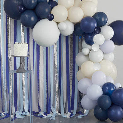 Kit DIY de grinalda de balões Blue & Cream com Tassel
