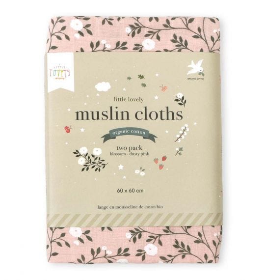 Organic cotton muslin Dusty pink / 2 pcs.