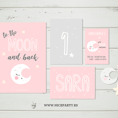 Printable pack To the moon and back pink