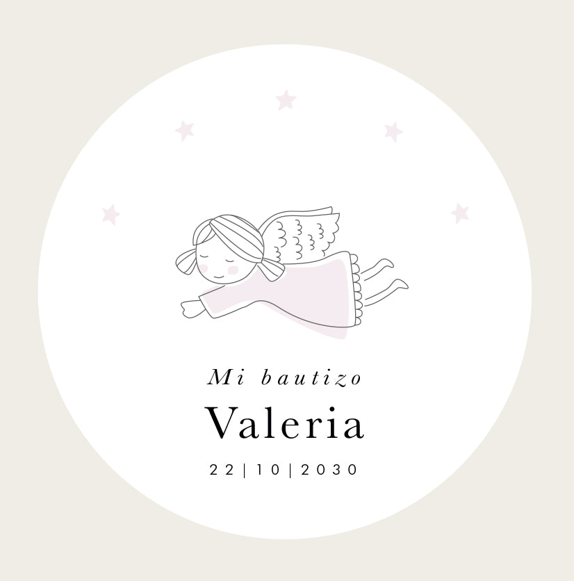Personalized pink angel baptism sticker