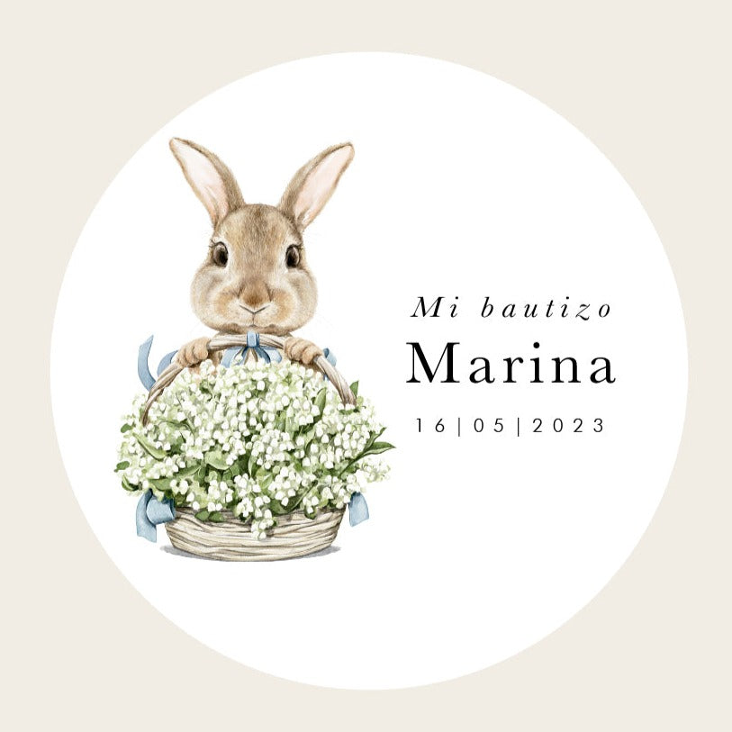 Personalized bunny flower sticker