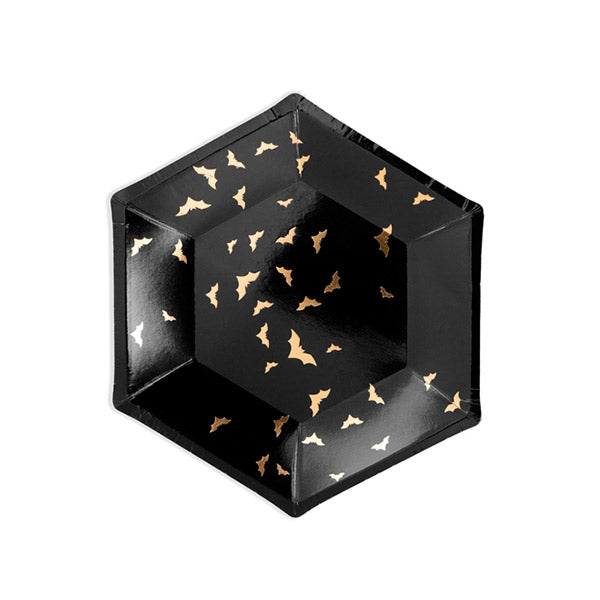 Plato hexagonal murciélagos / 6 uds.