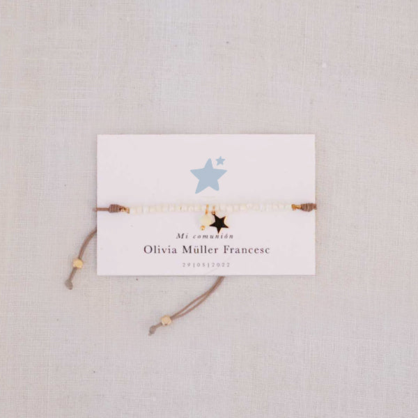 Pérola de rio personalizada e pulseira de estrela / 6 pcs.