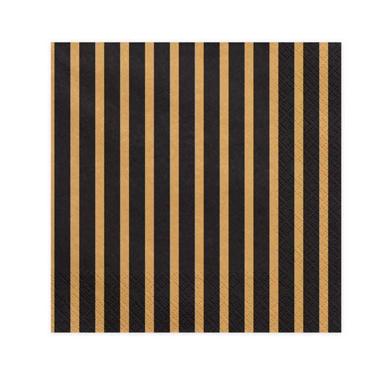 Gold and black striped napkins LUNCH / 20 units.