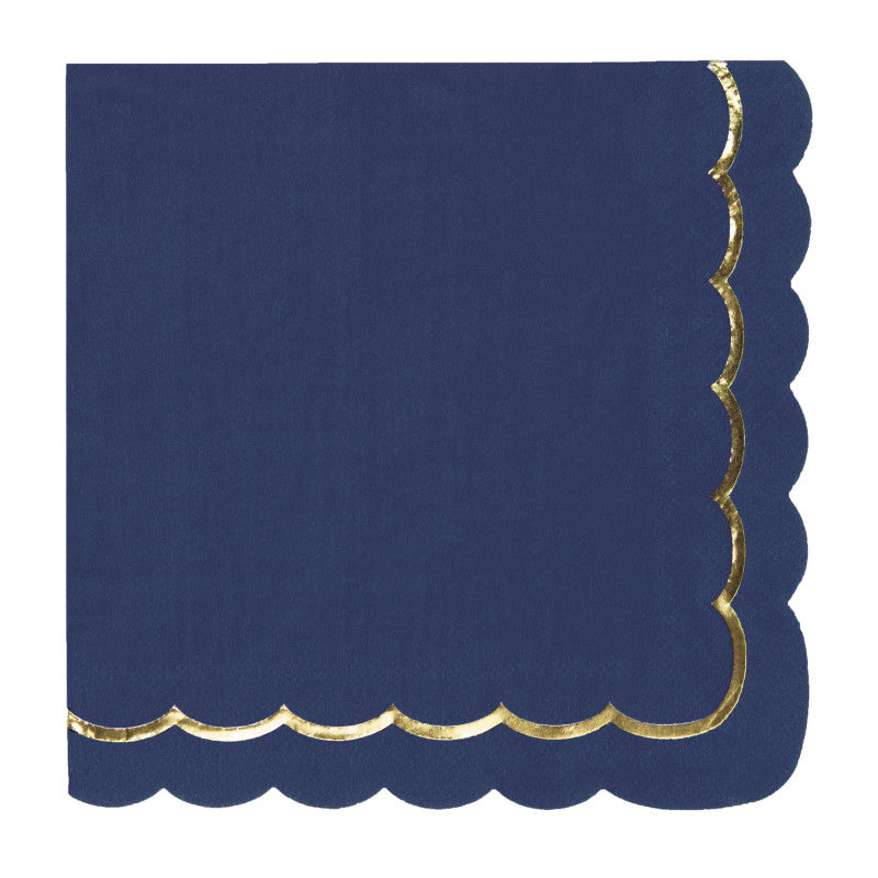 Blue napkin with gold detail / 16 pcs.