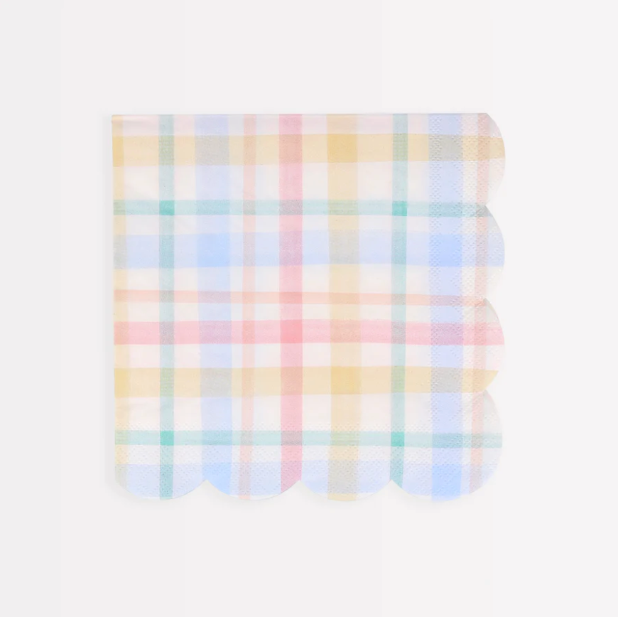 Tartan napkin pastel colors / 16 units.