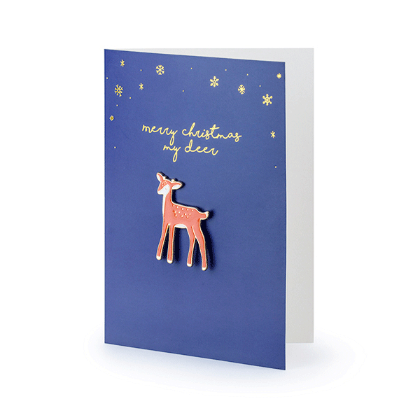 deer pin christmas card
