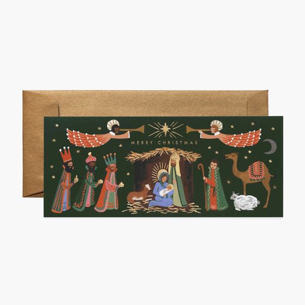 Nativity scene card and Three Wise Men R. Paper &amp; Co