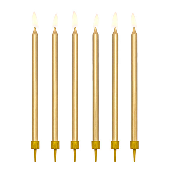 Long gold basic candles / 12 u.