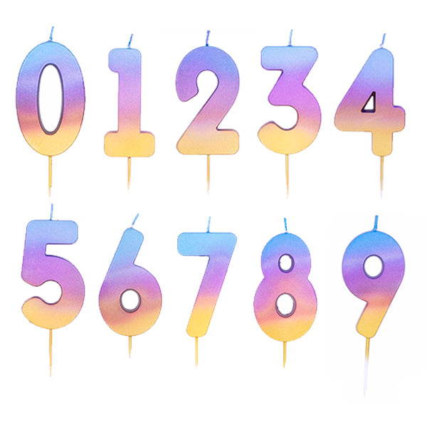 Lilac and blue gradient number candles